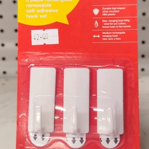 Amtech  3 piece rectangular removable self-adhesive hook set